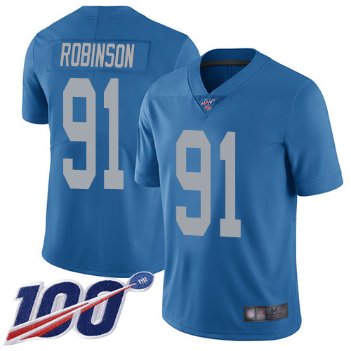 Detroit Lions Limited Blue Men Ahawn Robinson Alternate Jersey NFL Football 91 100th Season Vapor Untouchable